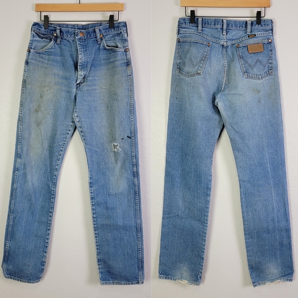 Wrangler Other - Vintage 80s Wrangler 13MWZPW Distressed Jeans Made in USA Size 32×34